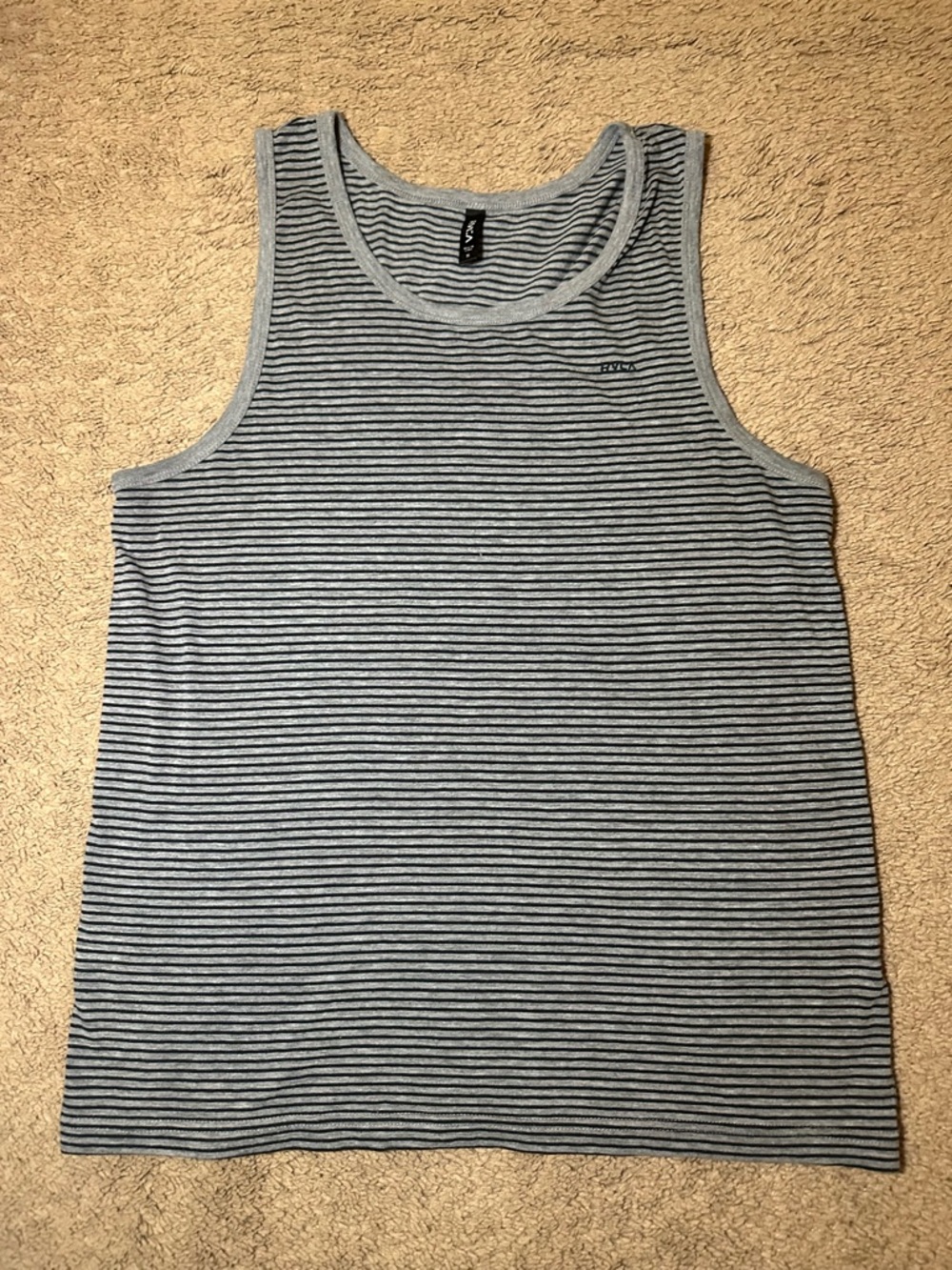 RVCA Men’s Gray Striped Tank Top Size Small Sleeveless